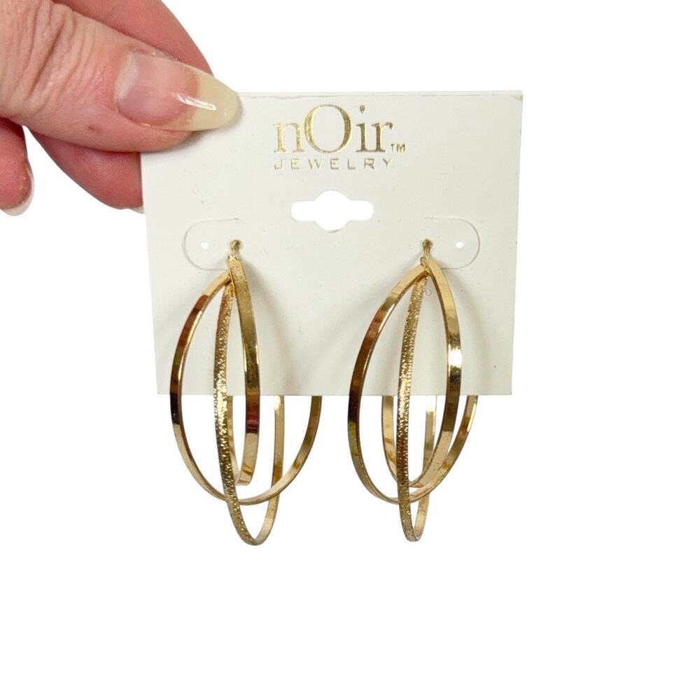 NOIR Rose Gold Tone Multi Hoop Earrings New Costume Jewelry